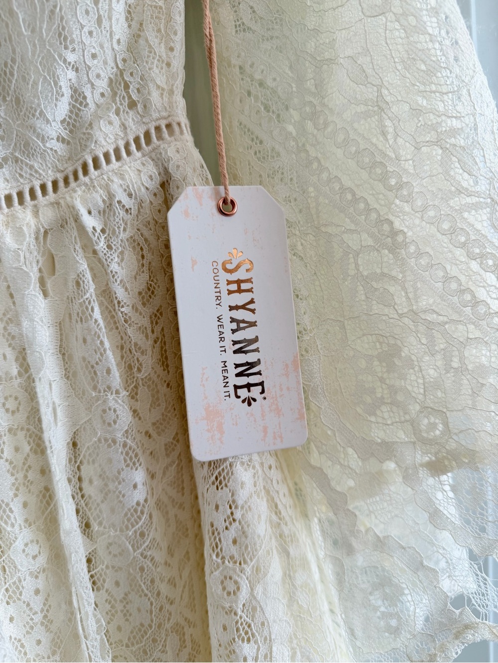 SHYANNE Lace Western Dress Cream Size XS Boho Romantic Mini Dress - Picture 9 of 13